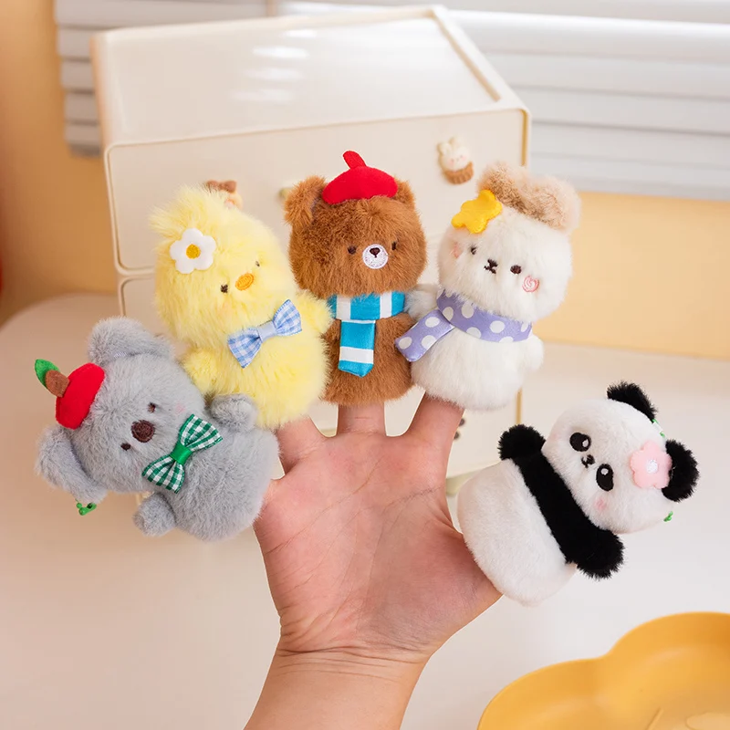 8cm Cute Interactive Finger Puppet Plush Pendant Keychain Otter Penguin Rabbit Bear Chick Koala Pig Panda Doll Storytelling Toy