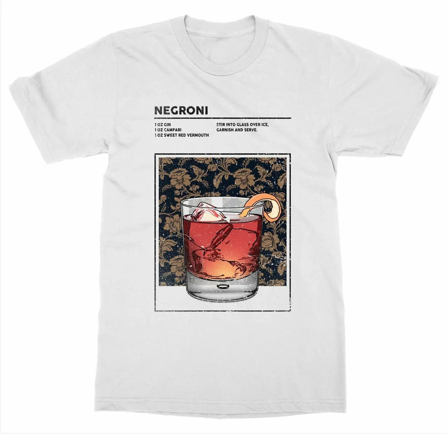 Mixed Drink Negroni Cocktail Liquor Happy Hour Bartender T-Shirt 100% Cotton O-Neck Short Sleeve Casual Mens T-shirt Size S-3XL