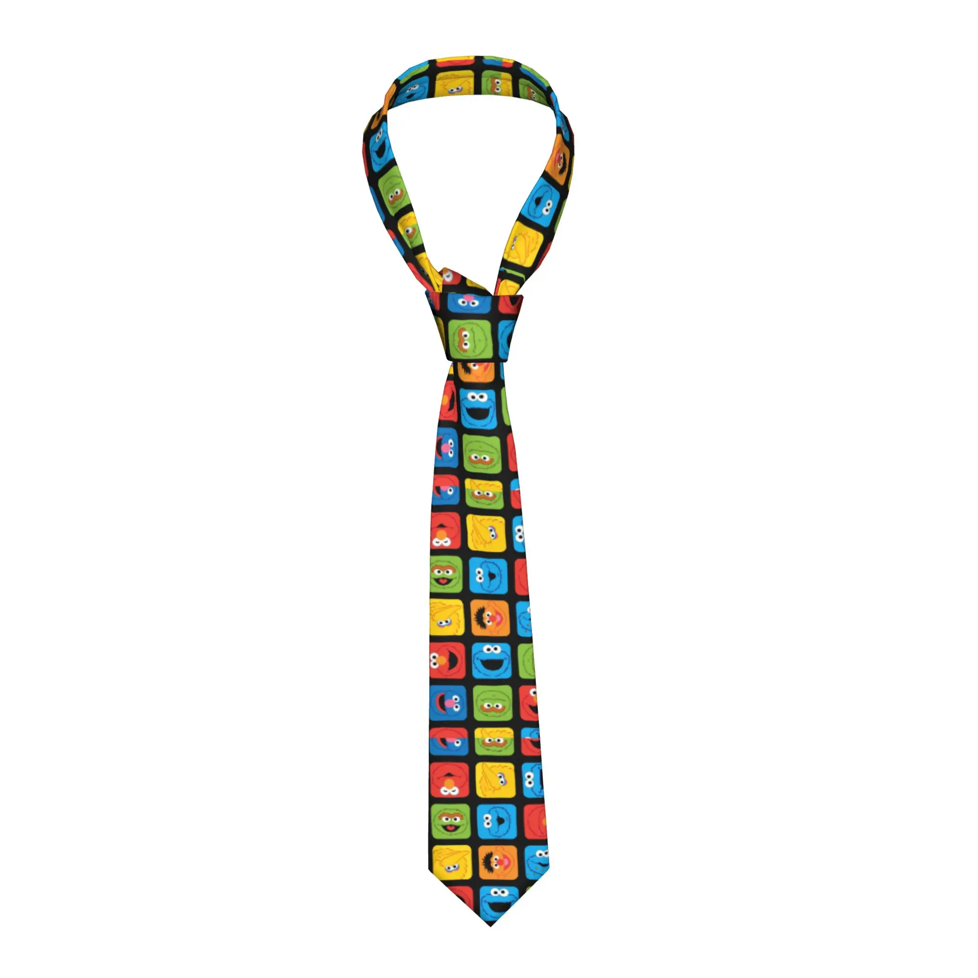 Sesames Streets Cubed Faces Pattern Neckties Skinny 8 cm Classic  Neck Ties for Mens Accessories Gravatas Wedding  Gift