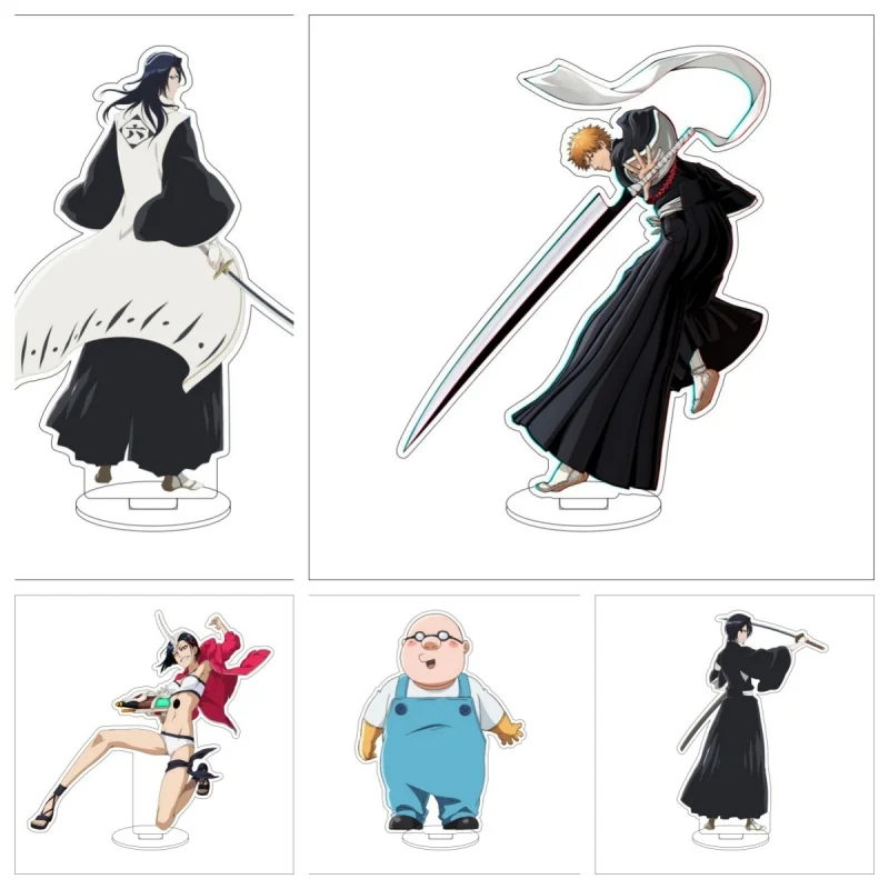 Anime BLEACH Keychain Figure Pendant Death Acrylic Stand Standing Leather Keychain for Women Men Jewelry Accessories Gift