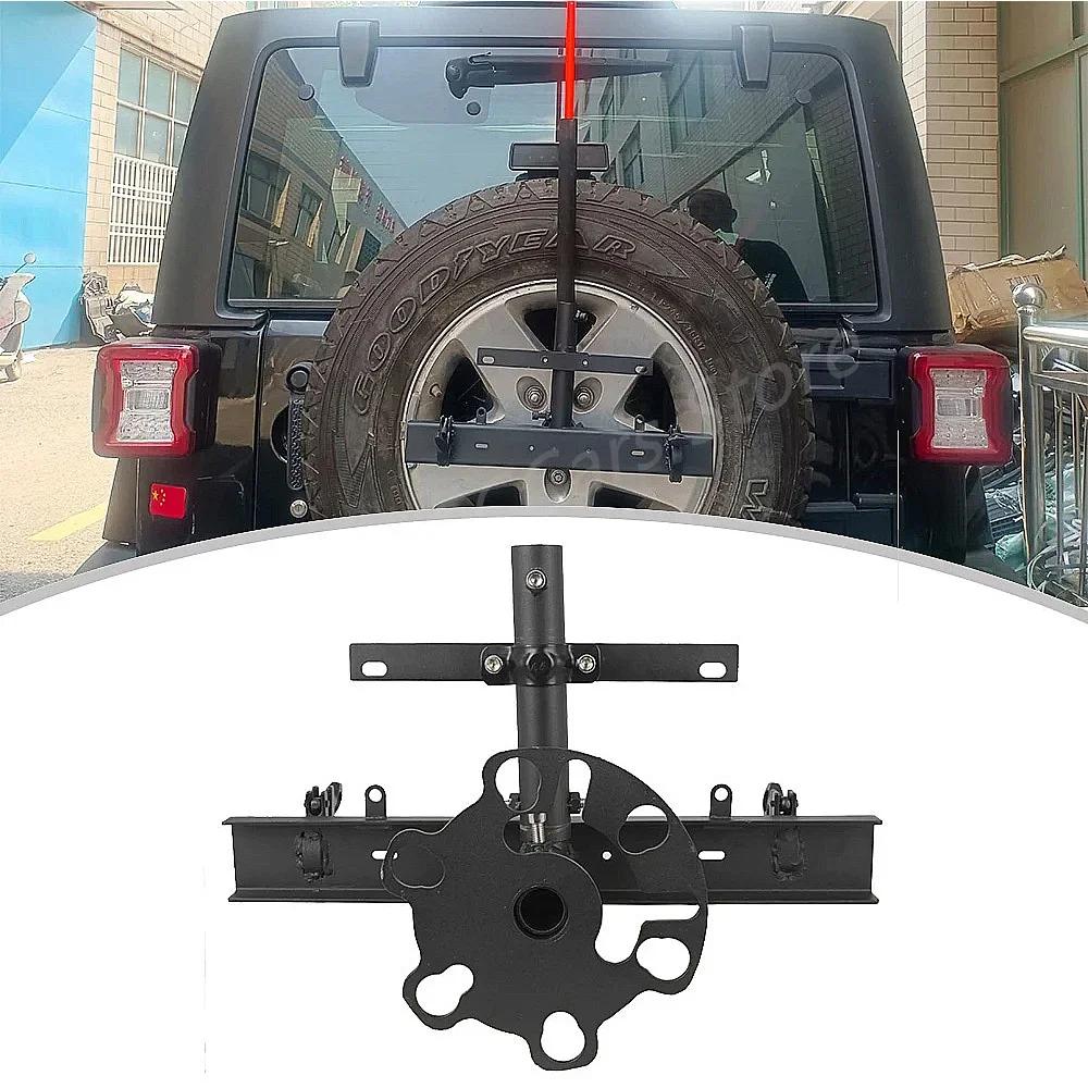 3 in 1 Rear License Plate Holder Frame Car Flagpole Holder Base For Jeep Wrangler JK 2007 2008 2009 2010 2011 2012 2013-2017