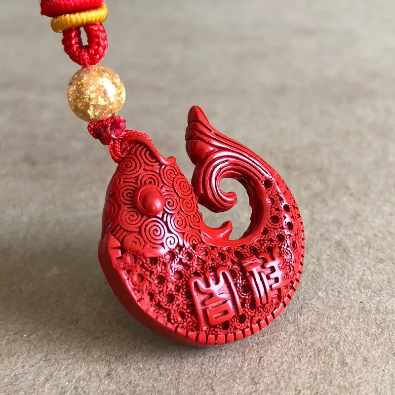 Fish Leaping Longmen Student Career Pendant Red Cinnabar Lucky Ruyi Antique Pendant Carp Tiangui Necklace