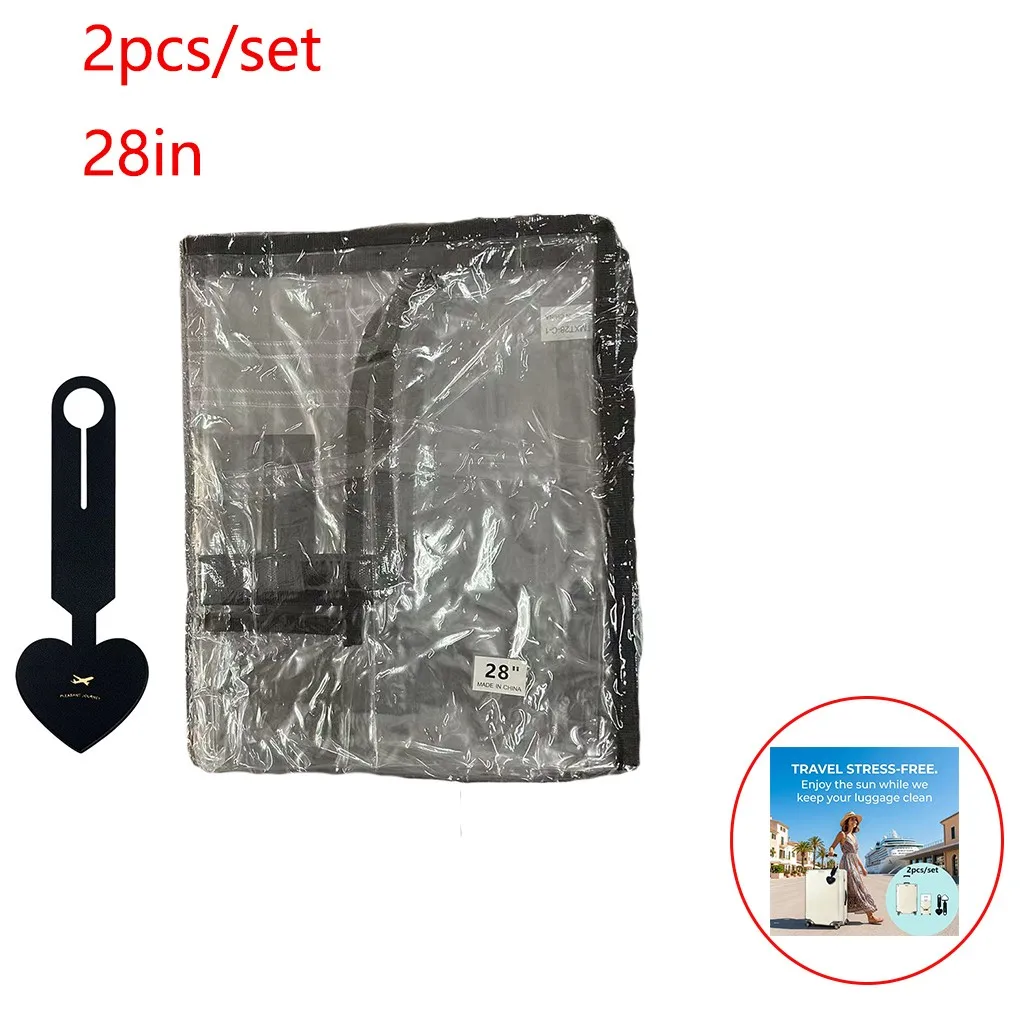 2-Piece Travel Luggage Cover and Luggage Tag Set, Includes 1 Suitcase Cover, 1 Heart-Shaped Luggage Tag, Thick and Durable Suitcase Cover, Luggage Identification Tag, with Travel Id Name Tag, Quick Identification, Reusable
