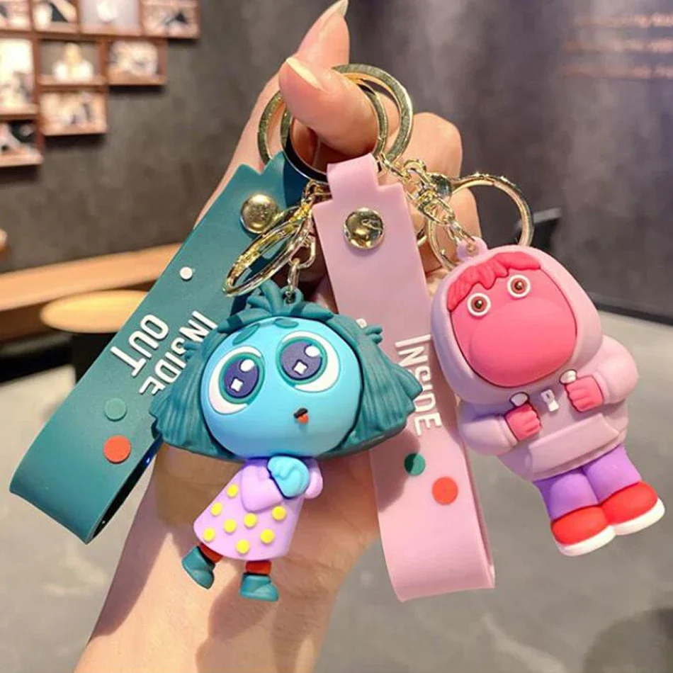 Disney Anime Inside Out 2 Keychain Mind Wars Sad Emotions Kawaii Action Figure Model Toy Doll Men\'s Car Key Pendant Accessories