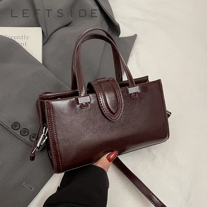 

LEFTSIDE PU Leather Small Crossbody Bags Lady Shoulder Bag for Women 2025 New Trend Fashion Short Handle Handbags and Purses