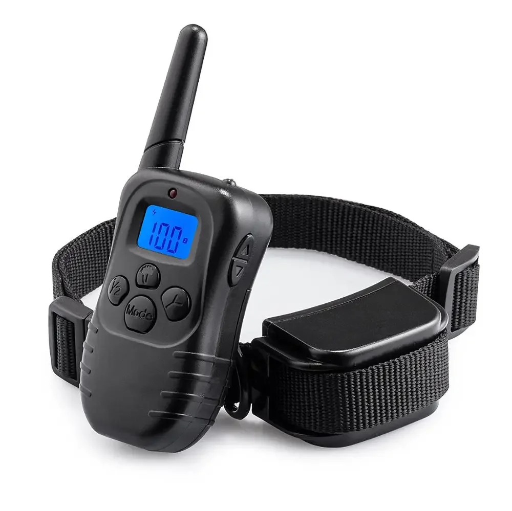 Blue Backlight Waterproof Rechargeable Remote Electric Shock Anti-Bark Dog Training Collar LCD Display Collar gato Dog stuff Dog