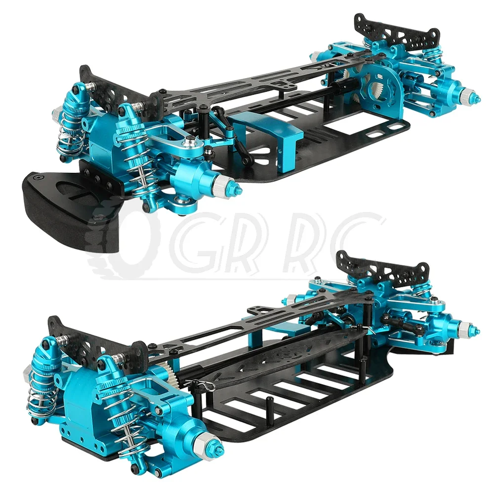 Metal Alloy & Carbon Fiber Frame Chassis with Shock Absorbers Belt Drive For Tamiya TT01 TT-01 1/10 RC Car Upgraded Parts