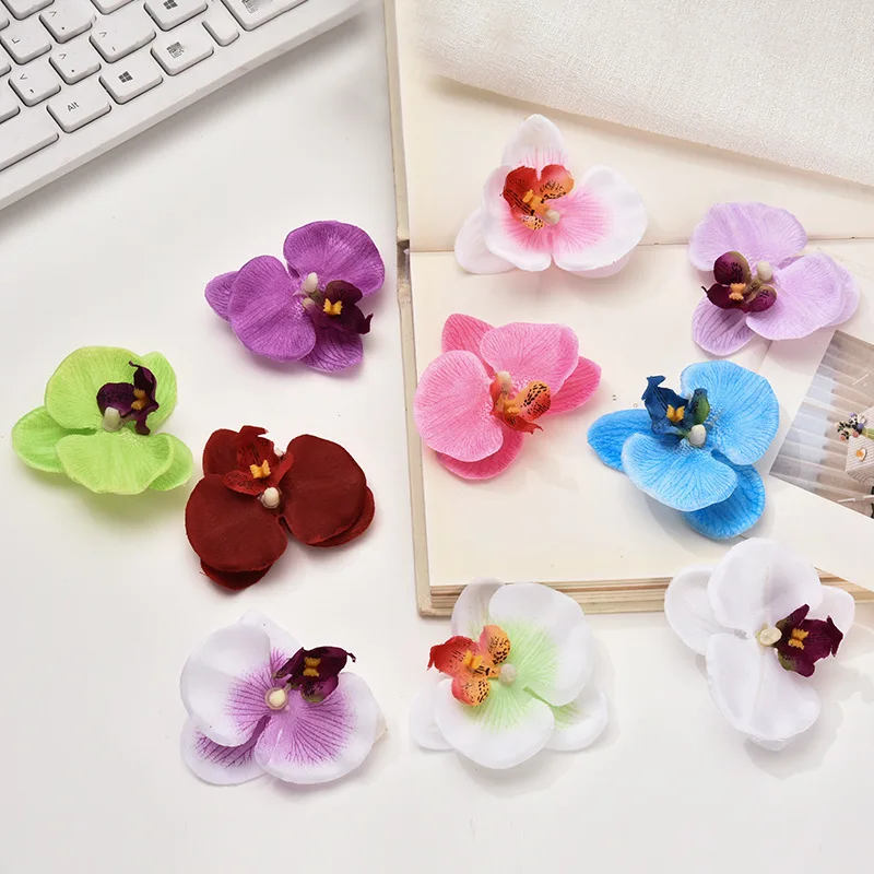 6CM 10Pieces artificial plants flower wall home decor diy Handmade scrapbooking decorative flowers wreaths silk Butterfly orchid