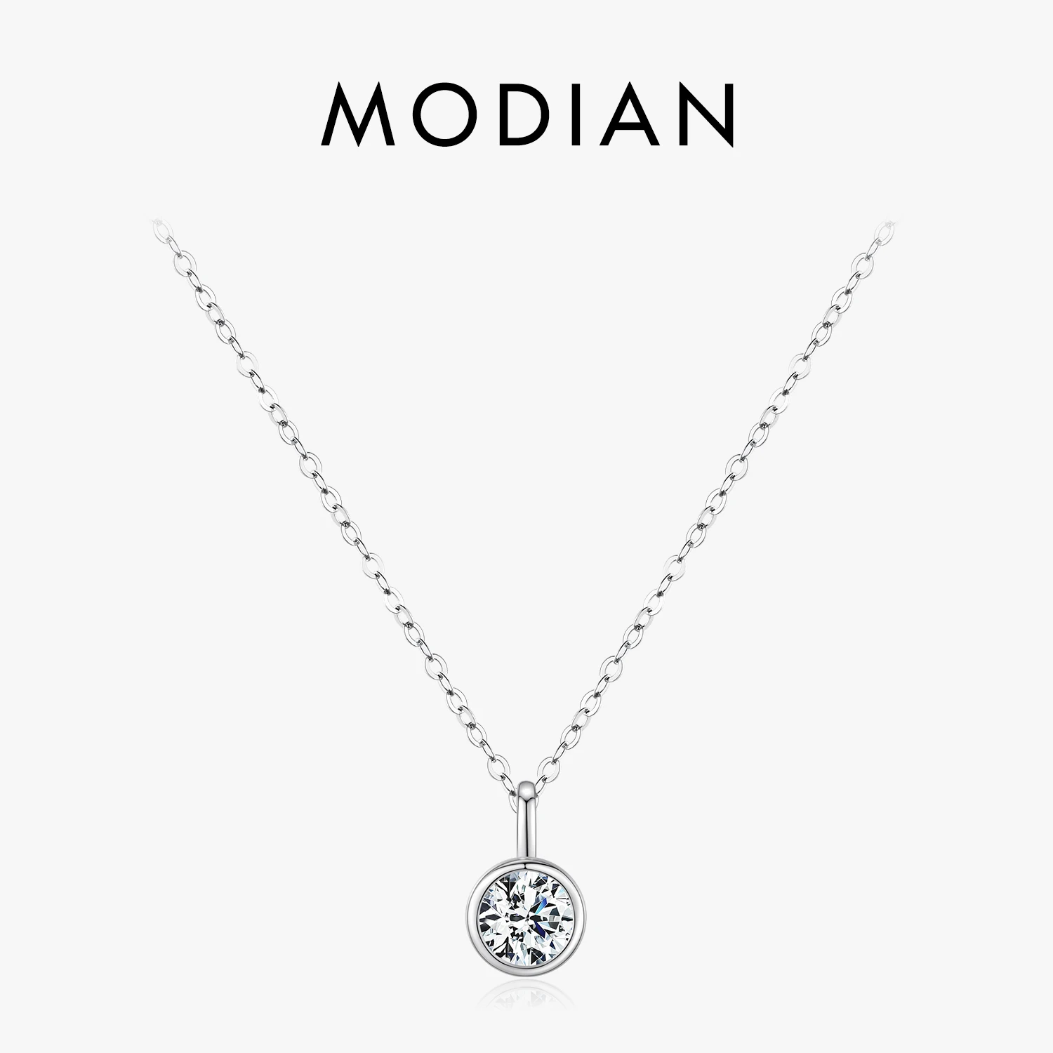 

MODIAN 1 Carat D Color Round Bezel Setting Moissanite Pendant Necklace 925 Silver Lab Diamond Women Jewelry With Certificate Box