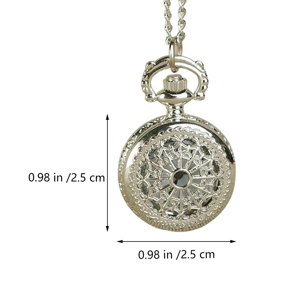 1Pcs Hollow Retro Style Pocket Watch Silver Quartz Chain Watch Decorative Vintage Gift Accessories for Parties