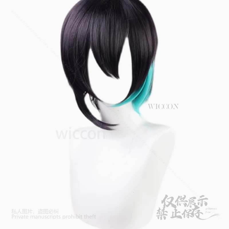 أزياء Mayuzumi Kai Cos Anime Virtual Idol Vtuber، شعر صناعي مقاوم للحرارة، شعر مستعار متدرج باللون الأسود والأخضر، أزياء الهالوين