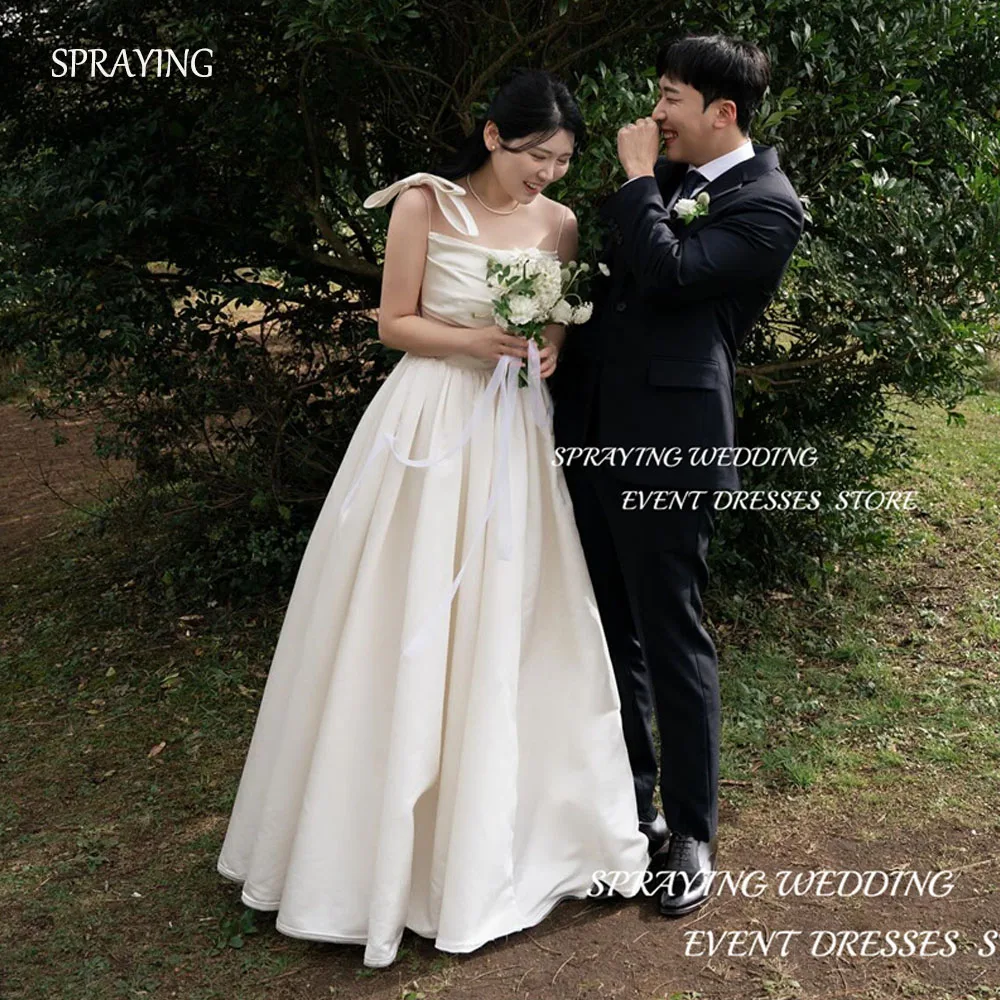 

SPRAYING Simple A-line Korea Wedding Dresses Photo Shoot Floor-Length Spaghetti Straps Bridal Gown Sleeveless Vestidos De Novia