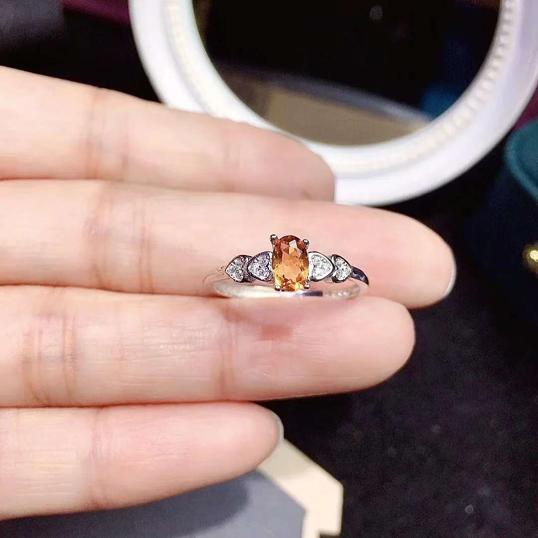 

0.5ct Natural Citrine Ring for Daily Wear 4mm*6mm VVS Grade Citrine Silver Ring 925 Sterling Silver Crystal Jewelry