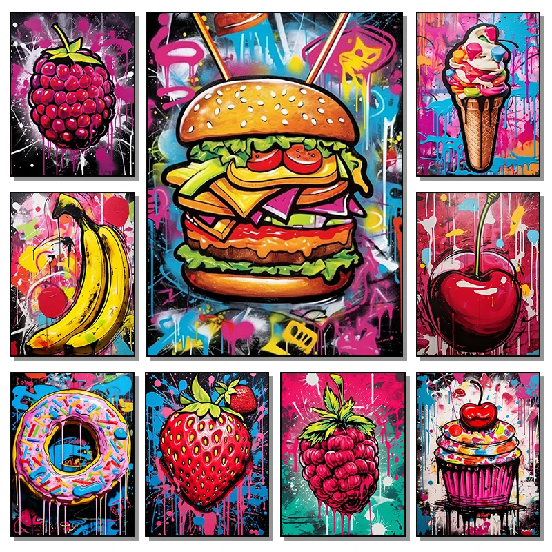 Resin Art Kitchen - Muz Grafiti Duvar Sanatı Renkli Meyve