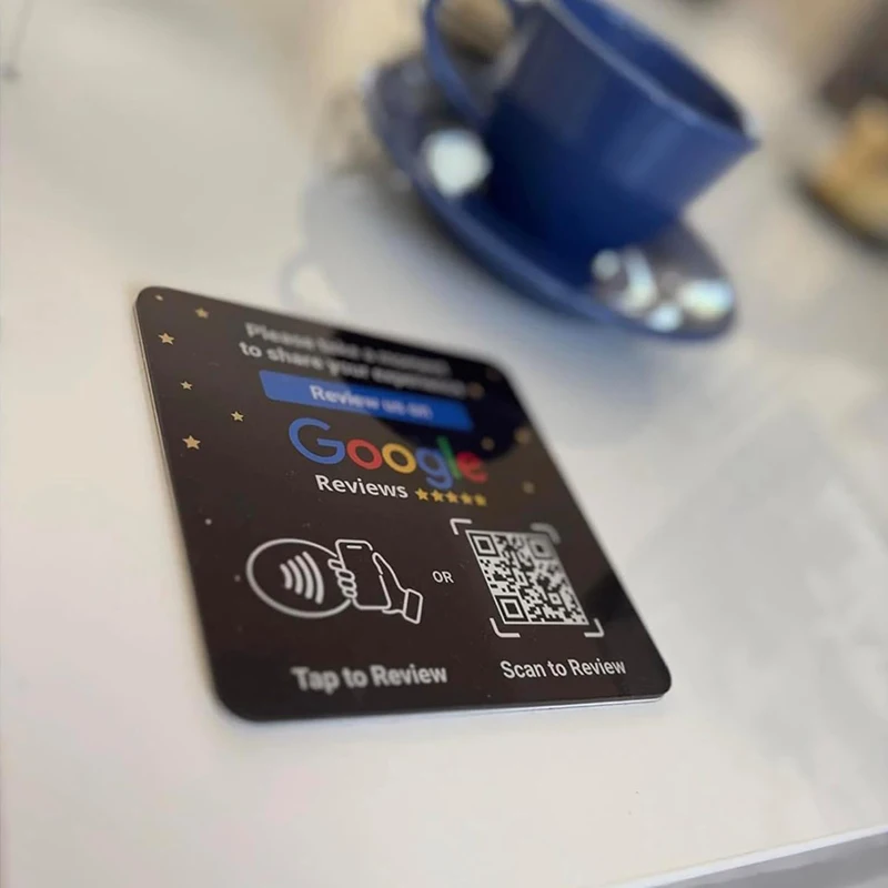 Google Review QR Code Sign Social Media NFC Acrylic Plate With Adhesive Boost Customer Feedback with Tap & Scan QR Code Plaque
