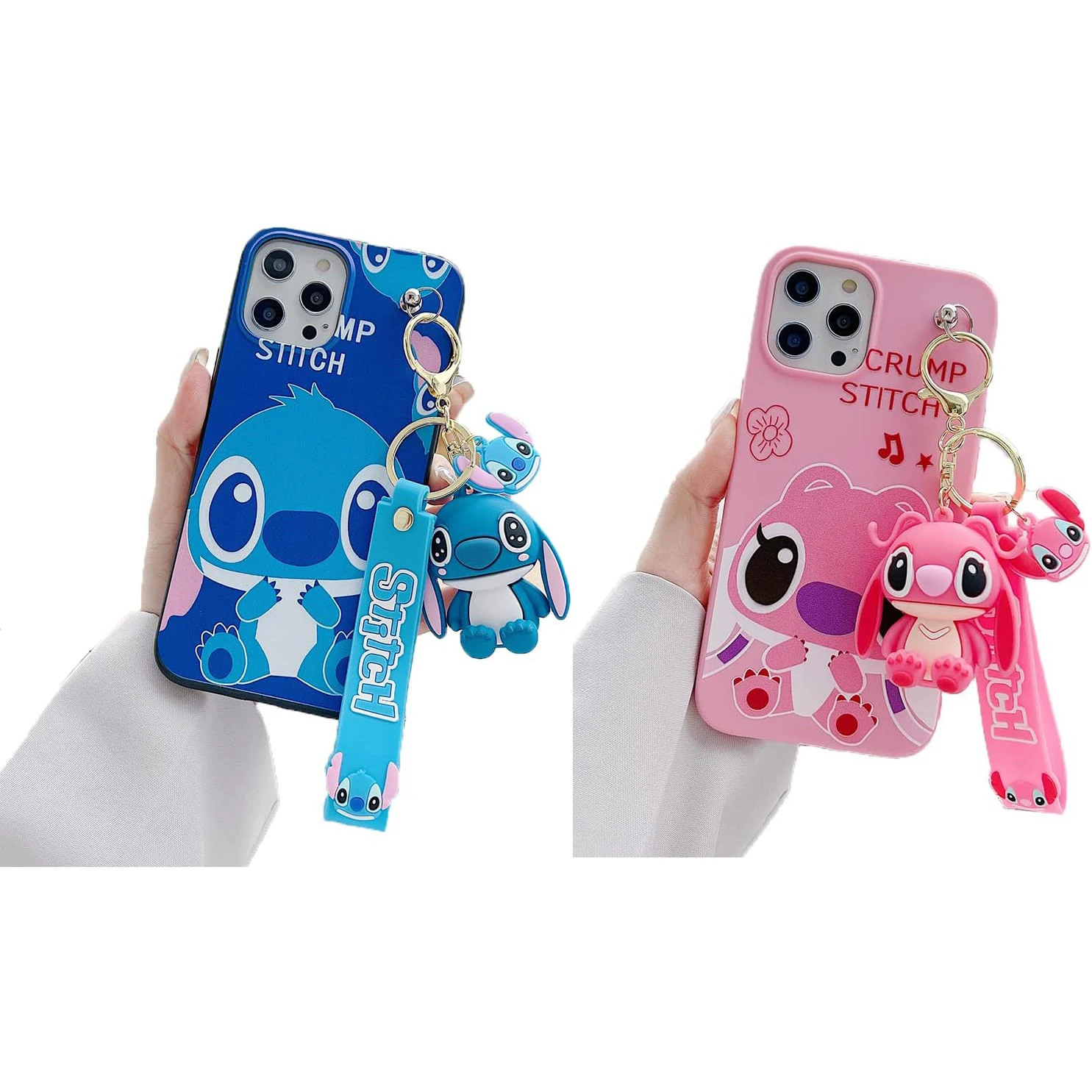 For OPPO A15 94 54 55 53 74 96 57 17 58 78 60 39 Realme C55 53 35 30 21Y 11 33 63 61 67 Kawaii Stitch Case With Keychain