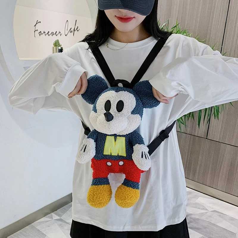 1pc Disney Mickey Mouse Doll Backpack Cute Plush Doll Backpack Ladies Double Backpack