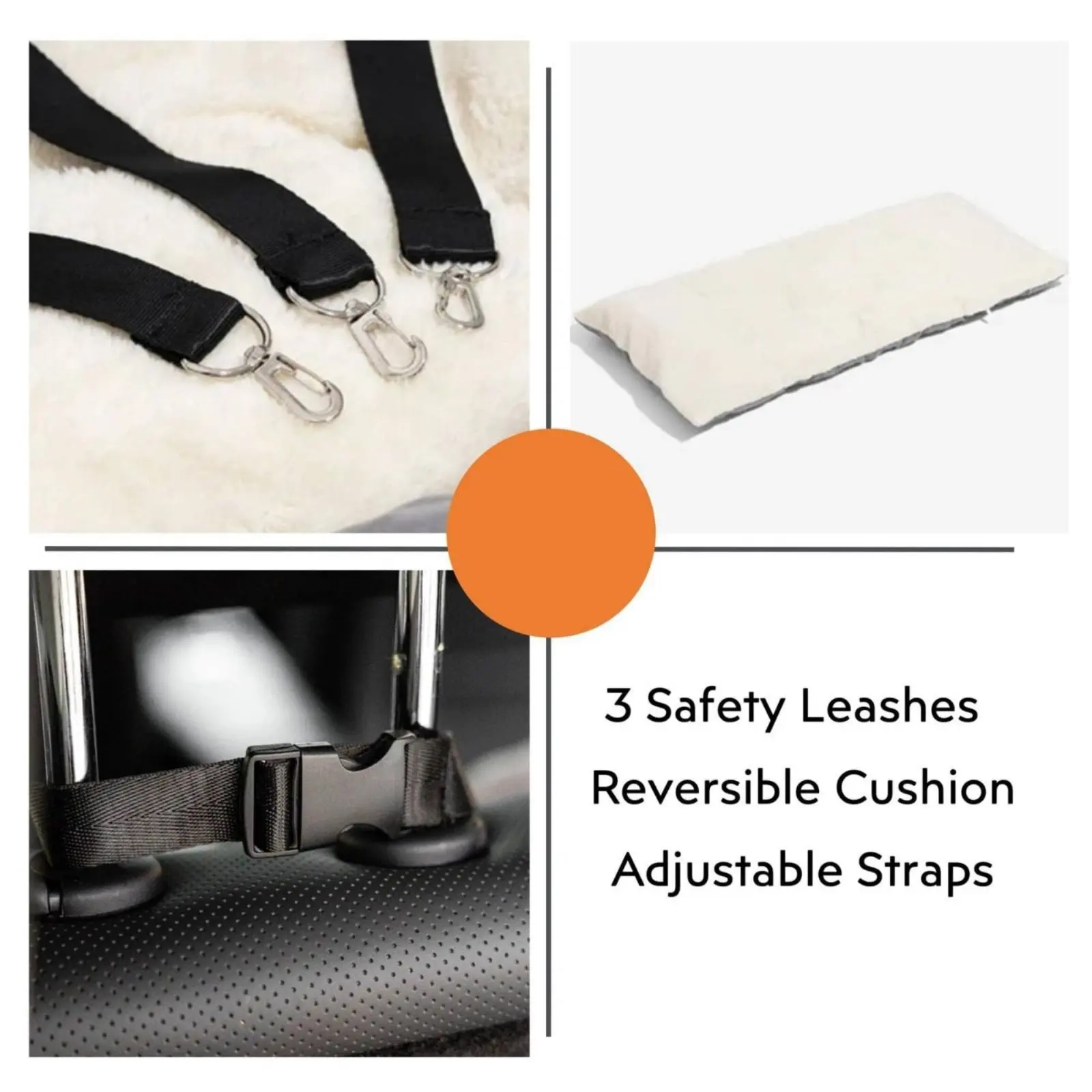

Dog Car Seat Bed Waterproof Dog Booster Seat Scratch Resistant No Tools Required for Large Dogs