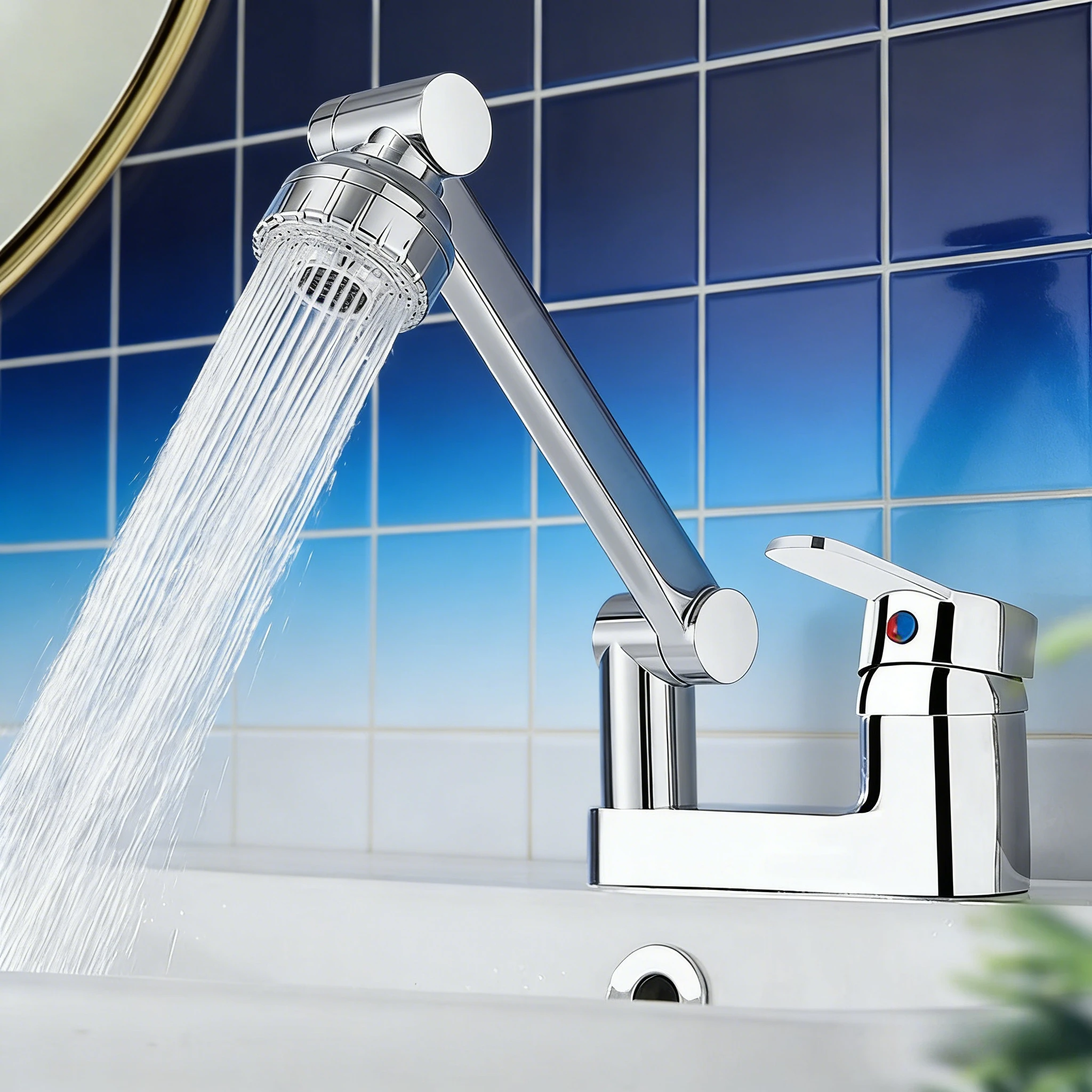 

Single Handle Cold Hot Mixer Tap 2 Modes Spray Basin Faucet Deck Mounted Bathroom Faucet 360° Rotation Toilet Countertop Faucet