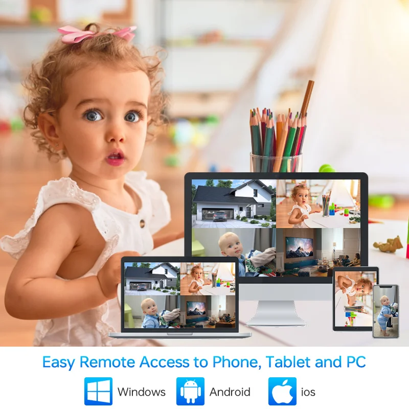 نظام مراقبة الدوائر التلفزيونية المغلقة الأمنية 4 قناة شبكة مسجل فيديو طقم NVR مجموعة كاميرا واي فاي داخلية خارجية #3