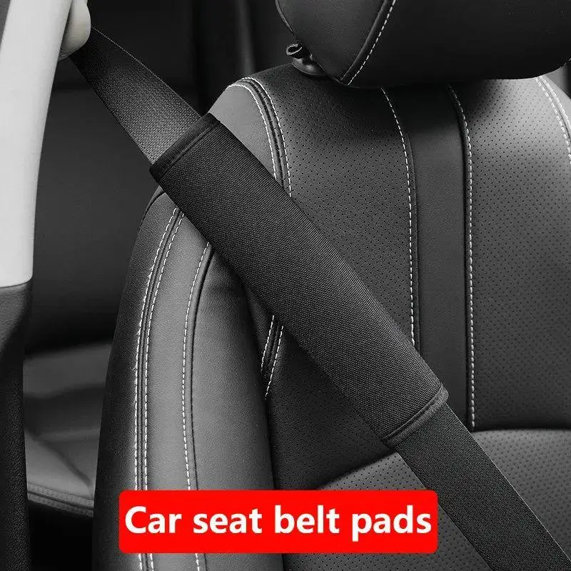 2/1pcs Car Seat Belt Cushion Pads - Soft Black Cotton Cover for Shoulder and Chest Comfort Universal for Adults and Children