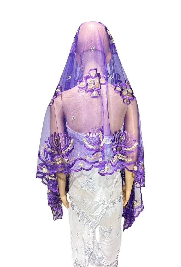 Im Angebot 2026 Neuer Afrikanischer Netz-Hijab-Schal für Muslimische Frauen Afrikanischer Dubai Islam Kopftuch Bestickte Schals Voile – Detail 4