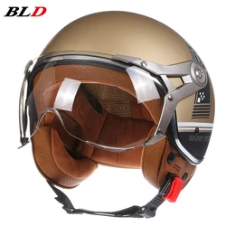 Vintage Open Face Motorcycle Helmet Capacetes Moto Scooter Cafe Racer 3/4 Jet Summer Retro Scooter Half Open Casco Dot Kask Helm