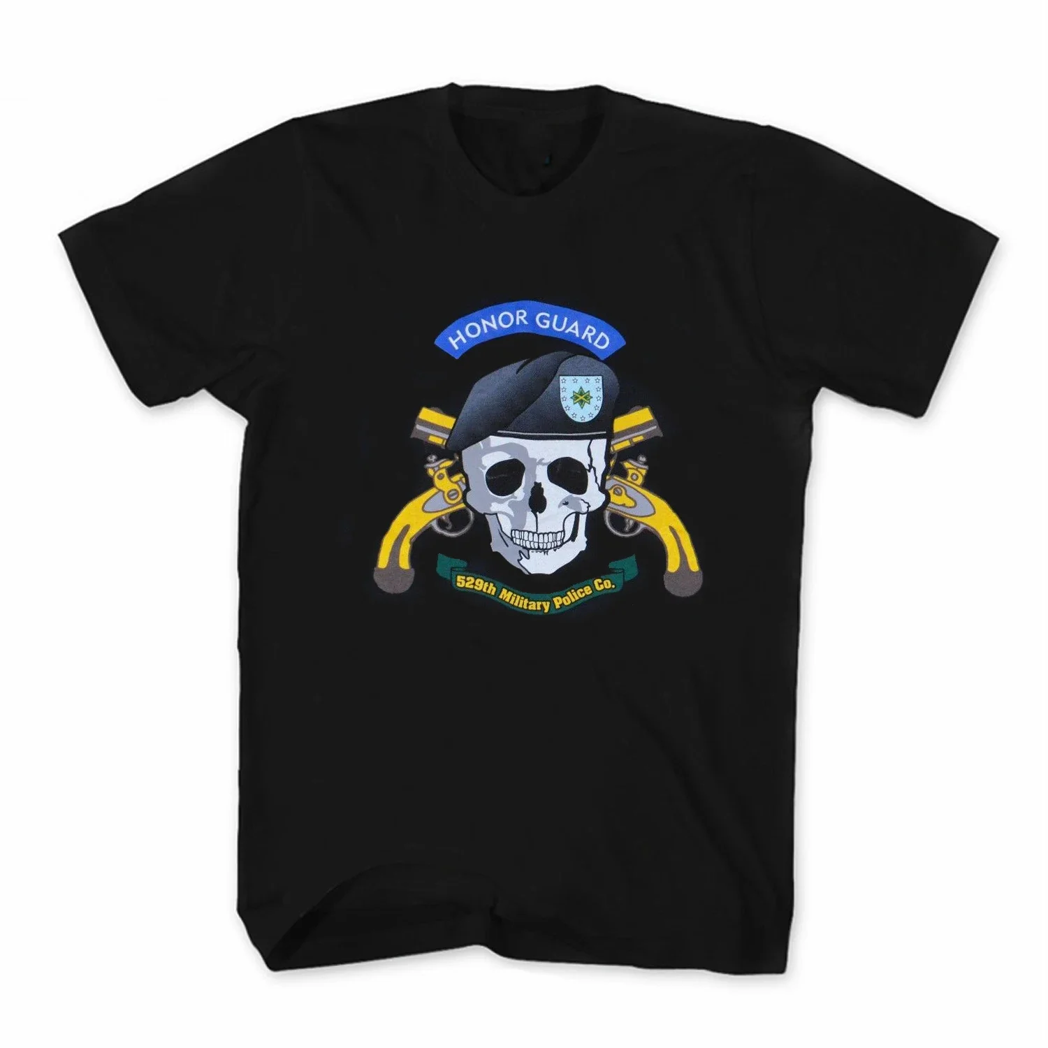 529th Military  Company Honor Guard MP Beret Skull T-Shirt 100% Cotton O-Neck Short Sleeve Summer Casual Mens T-shirt