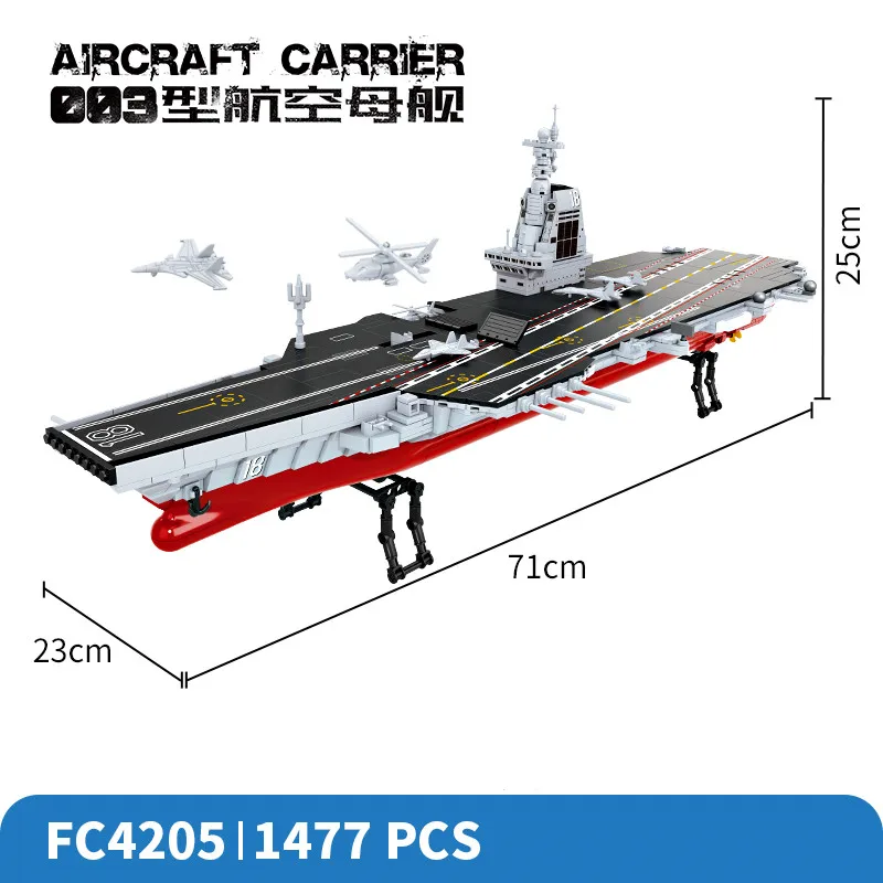 Grands blocs de construction de porte-avions, modèle 003, jouet militaire de navire Fujian, cadeau de Puzzle éducatif pour garçons
