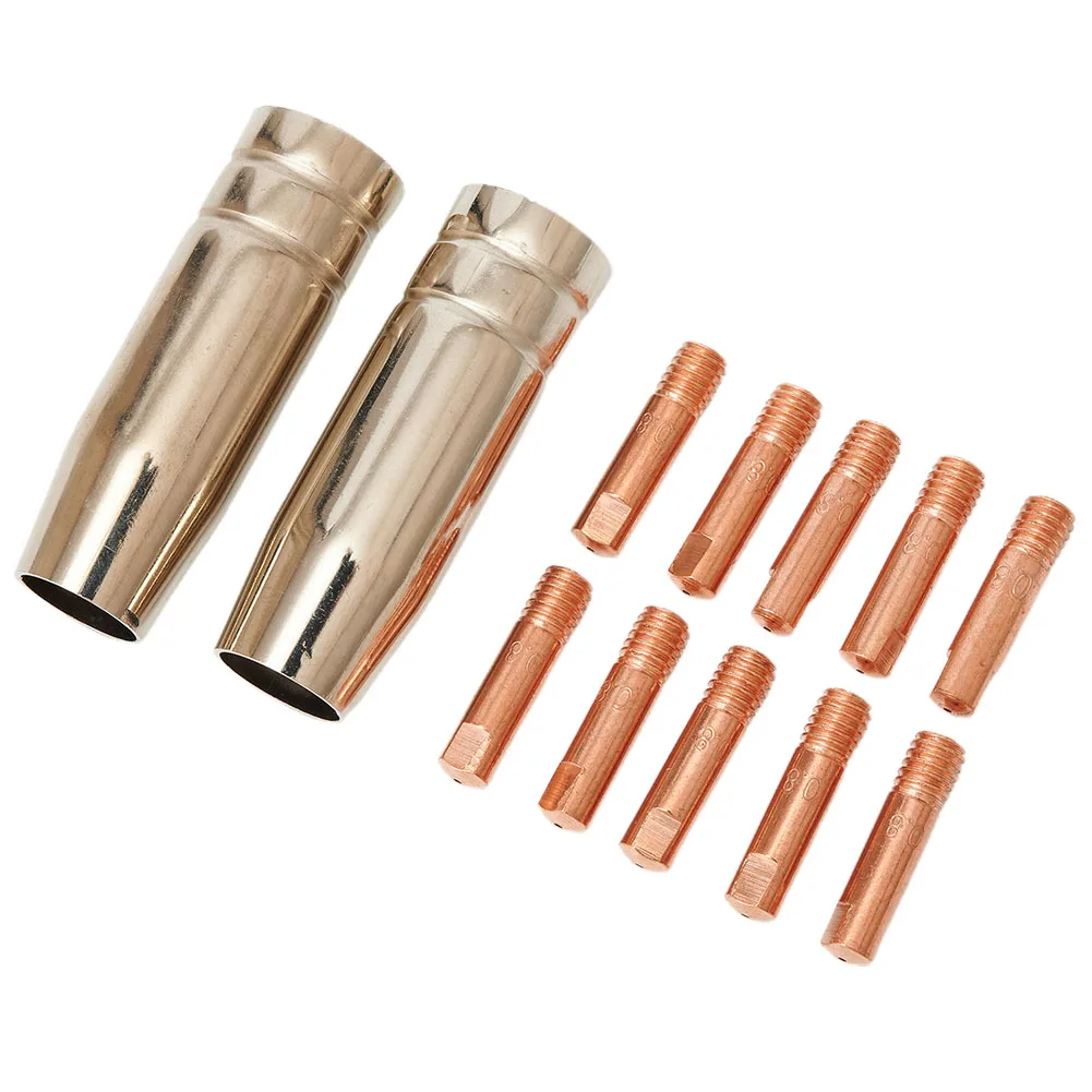 12pcs 0.8mm MIG Torch Tips with Shroud Nozzles for MB15 Torch Designed for Rilon Riland Jasic Mitech Chiry UNT Krpton Use