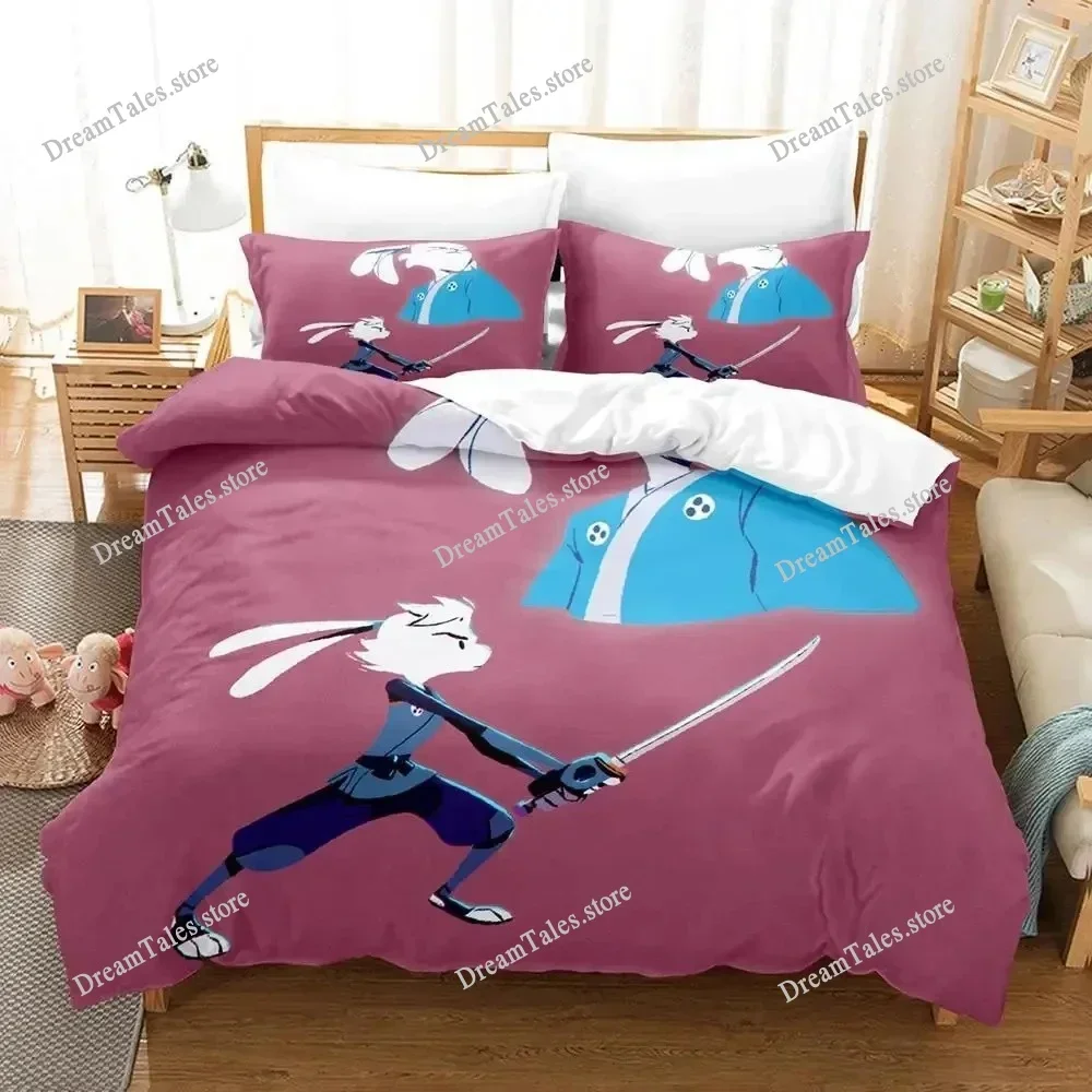 Anime Samurai Rabbit Bedding Set Boys Girls Twin Queen Size Duvet Cover Pillowcase Bed Kids Adult Fashion Home Textileextile029
