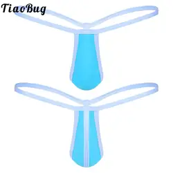 Tiaobug Mens Front Bulge Pouch Nylon Thongs Pure Color Mini T-backs Low Rise G-strings Night Club Underwear for Bedtime Suprise