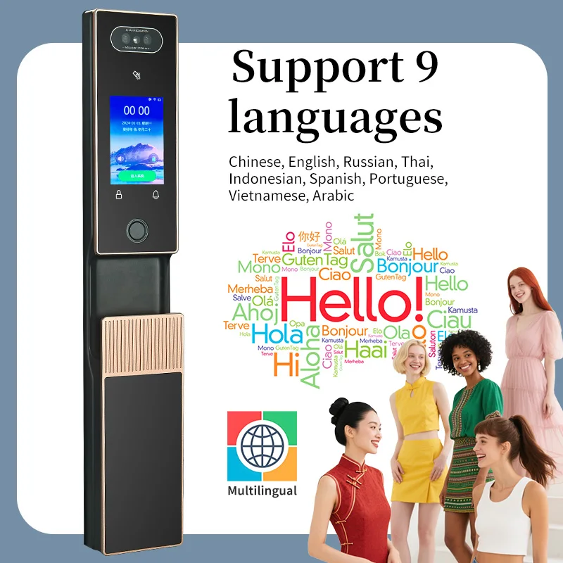 Cardoria-cámara de pantalla Dual AI totalmente automática, puerta de entrada eléctrica doble con venas de palma, cerradura Facial inteligente con huella dactilar