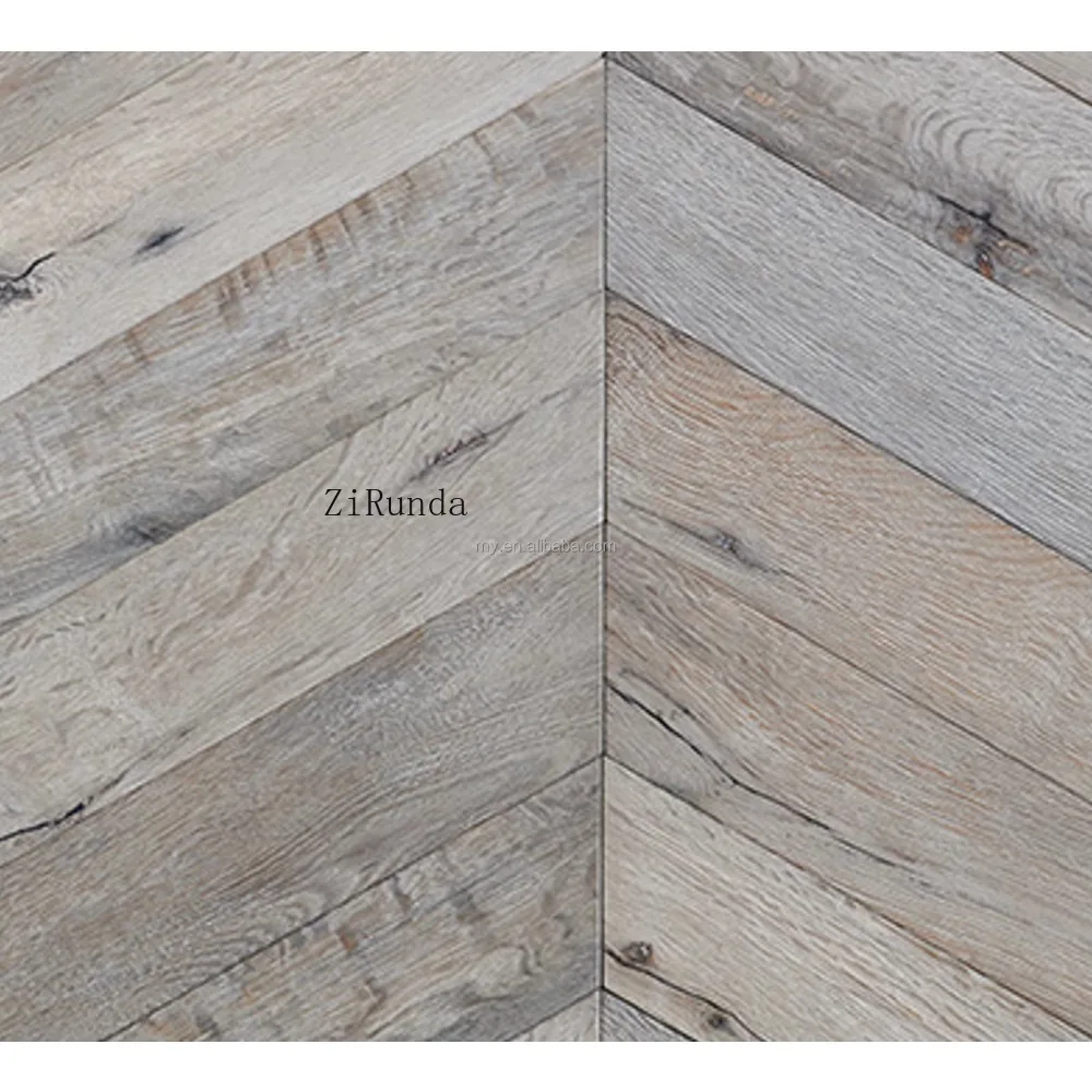 نسخة مخصصة من أرضية الخشب الصلب المتعرجة من خشب البلوط، أرضية خشبية هندسية رمادية، أرضية خشبية متعرجة