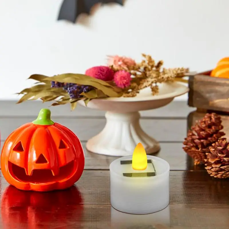 New Solar Power Flameless LED Tea Light Candle Light Power LED Flameless Electronic Tea Lights Lamp For Lantern Garden Home Deco