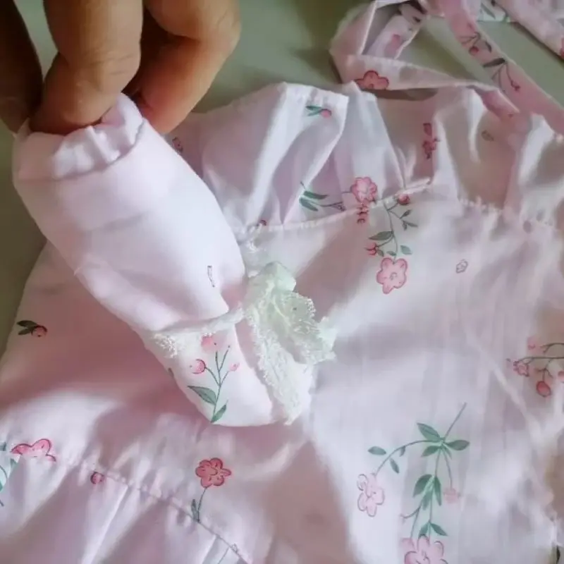 Handmade Men Cotton Pink Floral Print Briefs Ruffle Soft Comfortable Breathable Lace-Up Cross-dressing Lingerie Party Underpants - view 3