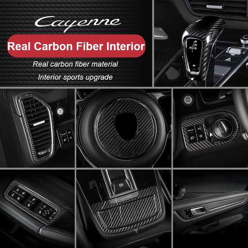 

For Porsche Cayenne 2018 2019 2020 2021 2022 2023 2024 Real Carbon Fiber Car Central Control Complete Interior Decoration Frame