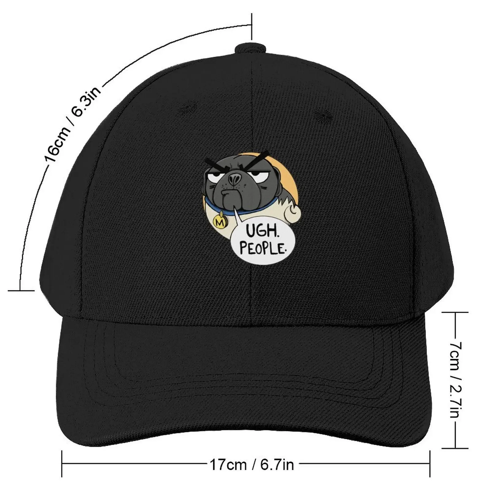 Ugh. People. -Miserable Mister Max the Pug Baseball Cap beach hat Rugby Hats Man Women's