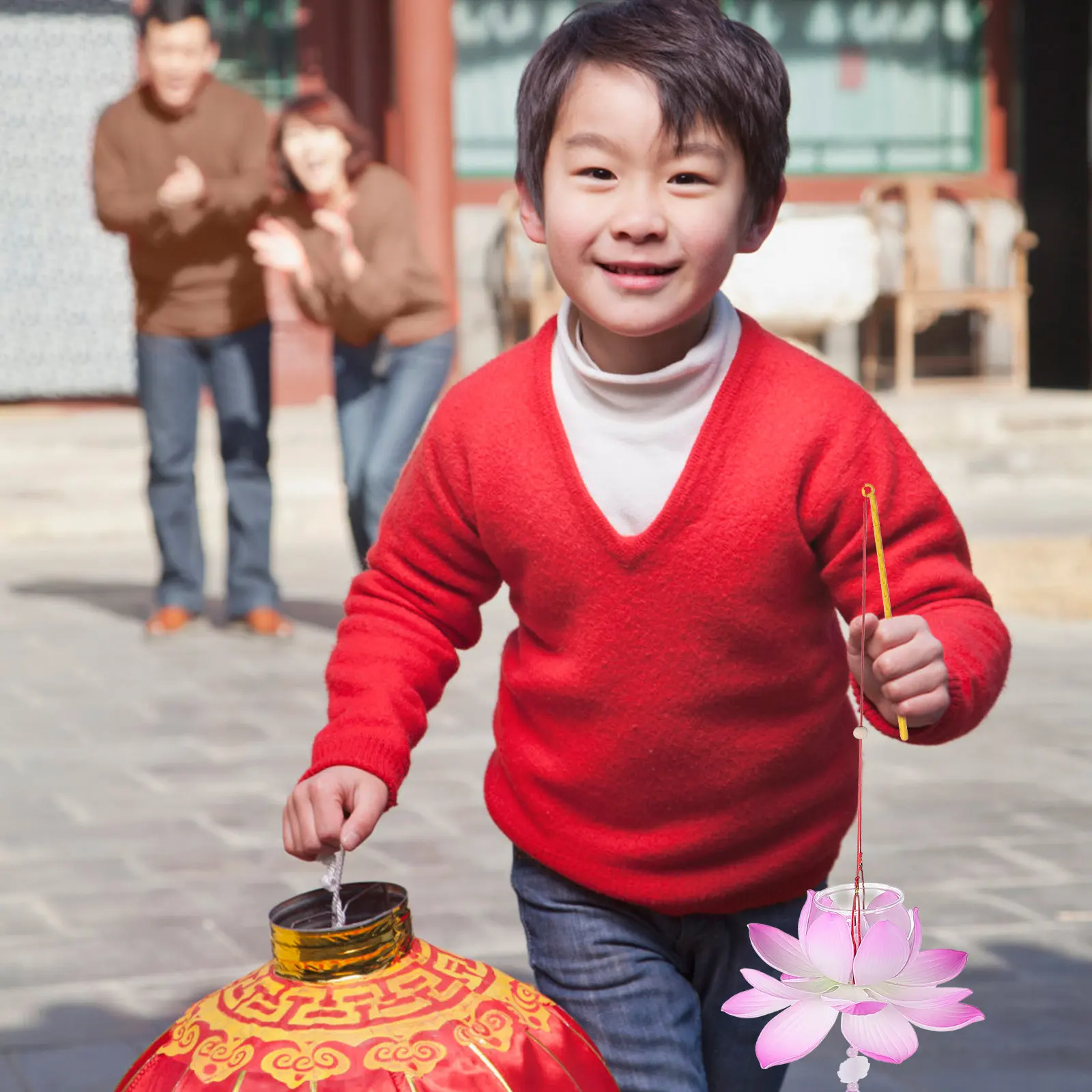 Lotus-Shaped DIY Lantern Making Kit – Handheld Festive Party Decoration for New Year, Spring Festival, Home & Outdoor