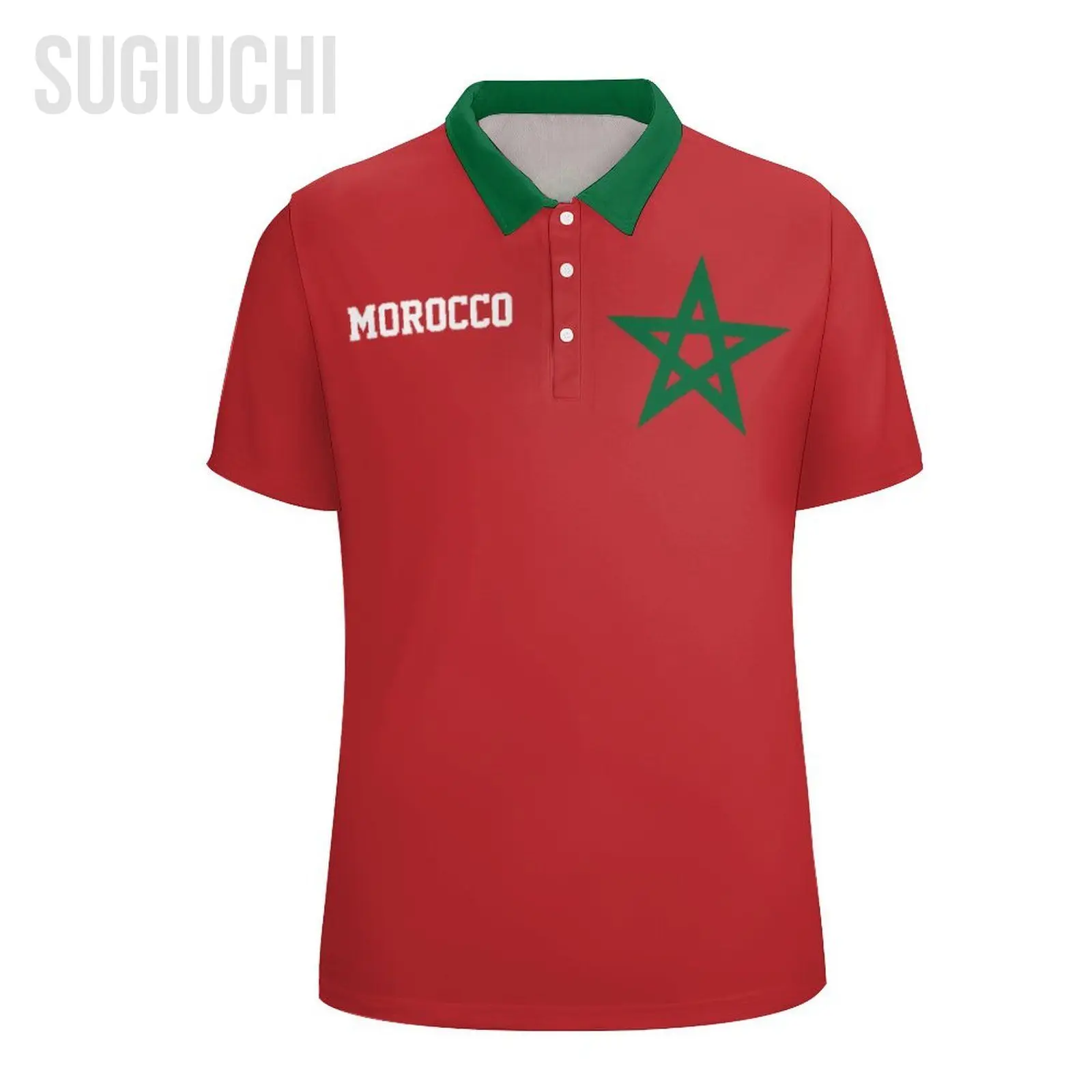 Unisex Polo Shirt Morocco Flag Moroccan 3D Print Man Polo Fashion Clothing Tracksuits Short Sleeves