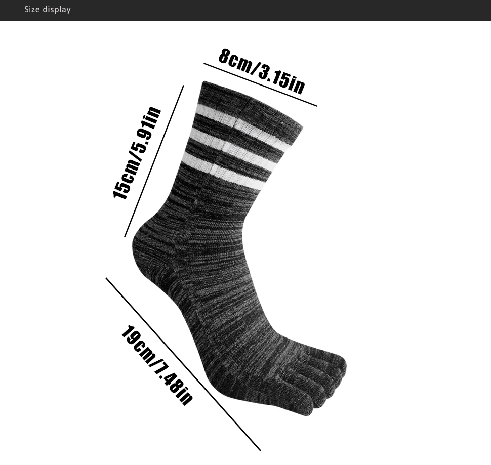 1/5 Paar Mann Zehen Sport Socken kurze Baumwolle gestreift bunte schweiß absorbierende Kompression Fitness Bike Run 5 Finger Happy Socken – Detail 2
