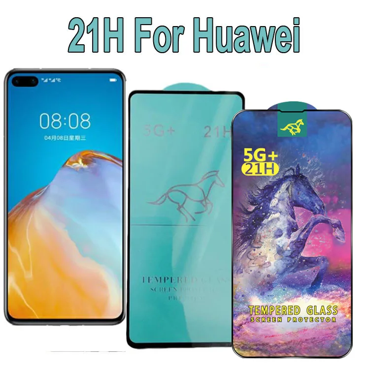 

25/50/100pcs For Huawei P50 P40 lite P30 P20 Pro Mate 40 Mate 30 PSmart Z Y5P Y6 21H Full Glue Tempered Glass Screen Protector