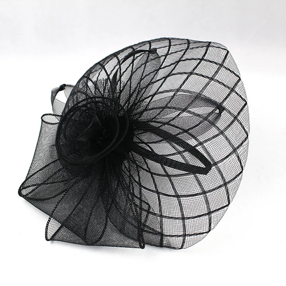 Women Bridal Fascinator Hat with Grenadine Organza Flower Headband Ladies Kentucky Derby Cocktail Tea Party Headwear