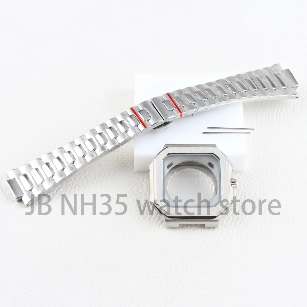 مربع 42 مللي متر ساعة فضية حافظة الفولاذ المقاوم للصدأ صالح تعديل NH35 NH36 حركة 29.5 مللي متر الطلب CUBITUS حافظة ساعة اكسسوارات