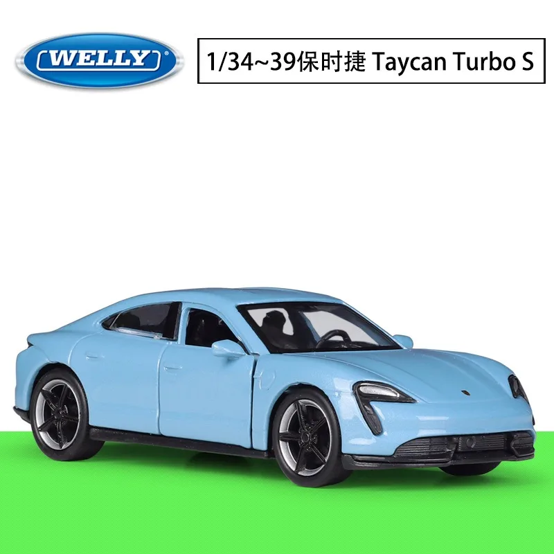 

Модель автомобиля WELLY 1:34-36-39 Porsche Taycan Turbo S, модель игрушечного автомобиля из искусственного сплава, готовые хобби, коллекционные украшения, подарки для мальчиков