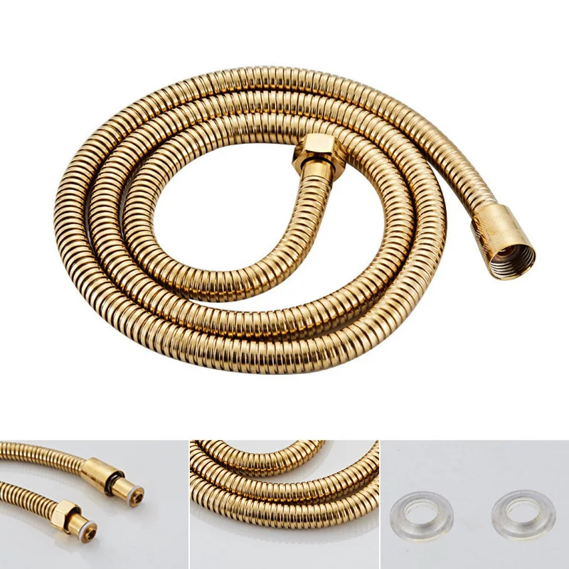 

1.5m Stainless Steel Black Shower Hose Water Pipe Bathroom Toilet Bidet Plumbing Tube G1/2 Connector Chrome,Brushed Gold,Grey