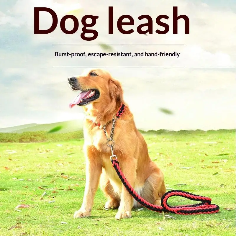 4.3ft Heavy Duty Nylon Dog Leash Braided Strong Durable Rope Pull Proof for Big Dogs Outdoor Walking Running Use