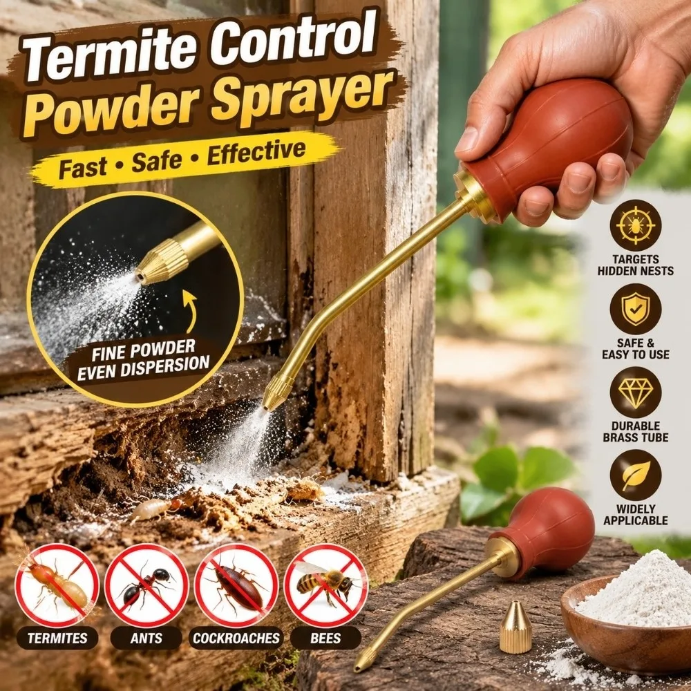 Manual squeeze Bulb Duster Brass Tube Rust Proof Insecticide Applicator Long Bent Lasting Pesticide Dispenser Pest Control