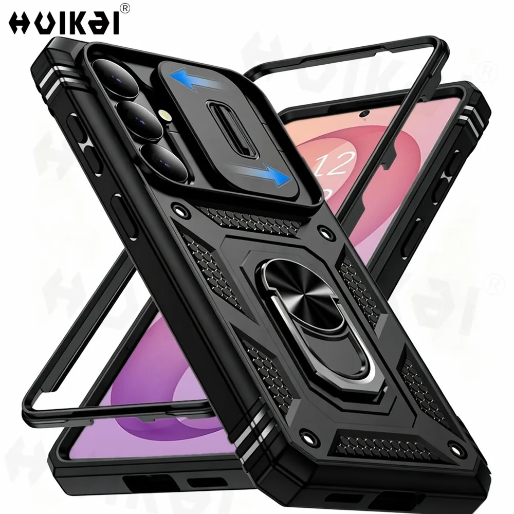 Case For Samsung Galaxy S26 FE S26 Ultra S25 Ultra A18 A57 A37 A27 A56 Camera Slide Lens Protective Grade Rugged Kickstand Cover