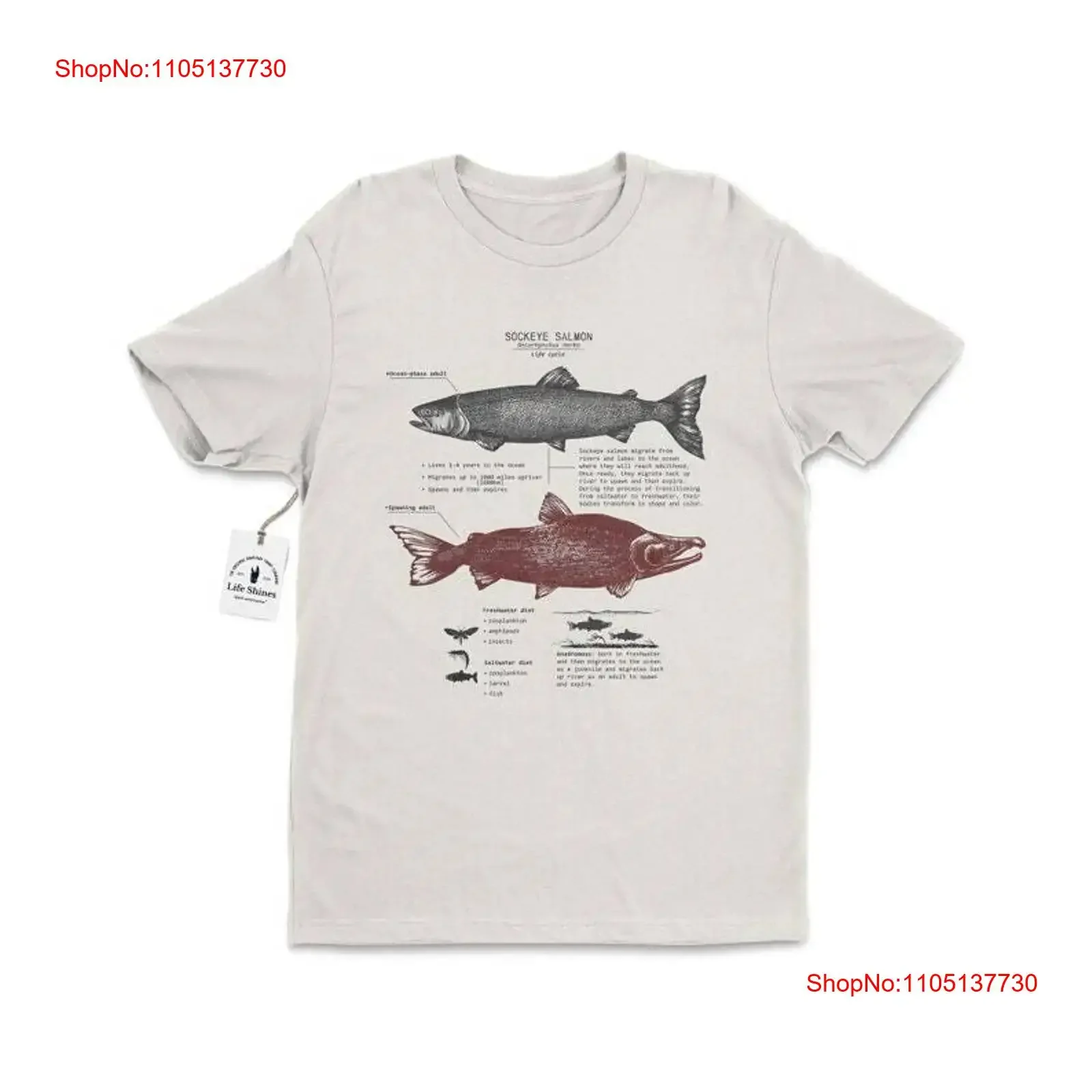 Salmon Life Cycle Sockeye Migration Original T Shirt vintage Washed Stylish Stretched Soft Versatile graphic homme Unisex